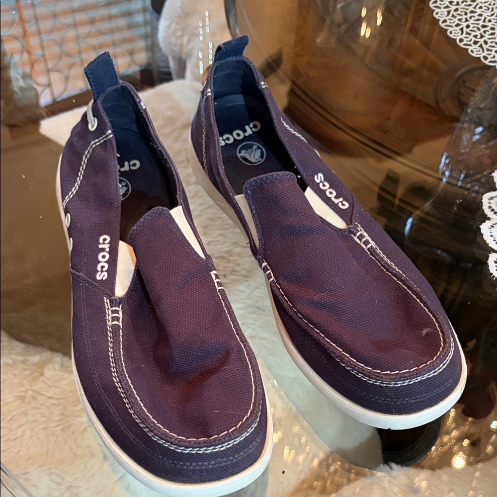 CROCS Men’s Slip-On Loafers in Deep Navy with White Trim